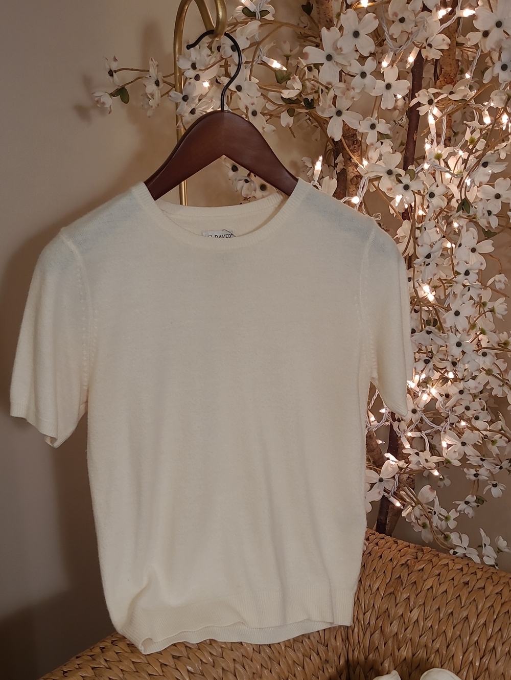 Lightweight Cream Short Sleeve Sweater